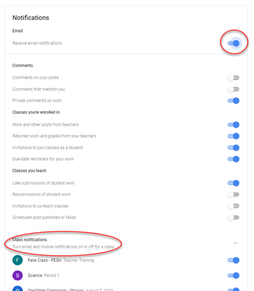 google classroom notifications 